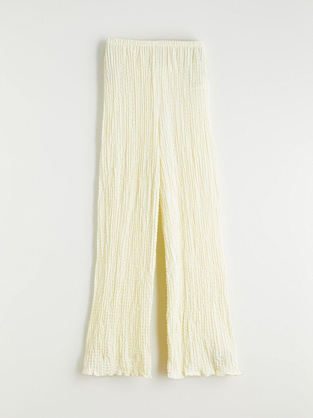 Sarı Beli Lastikli Dokulu Kadın Pantolon-8