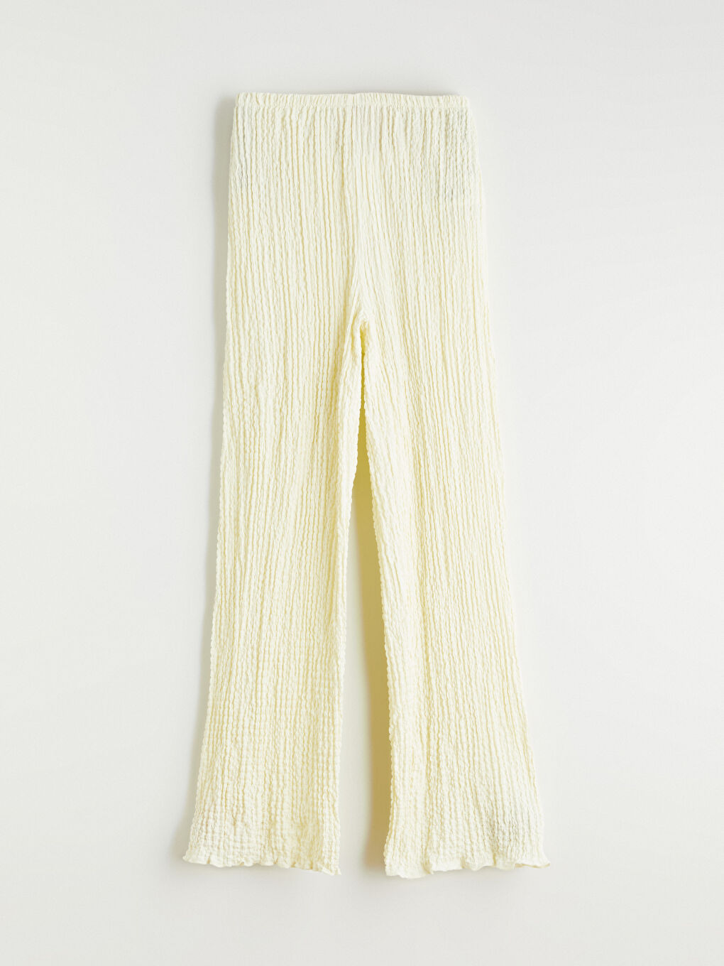 Sarı Beli Lastikli Dokulu Kadın Pantolon-9