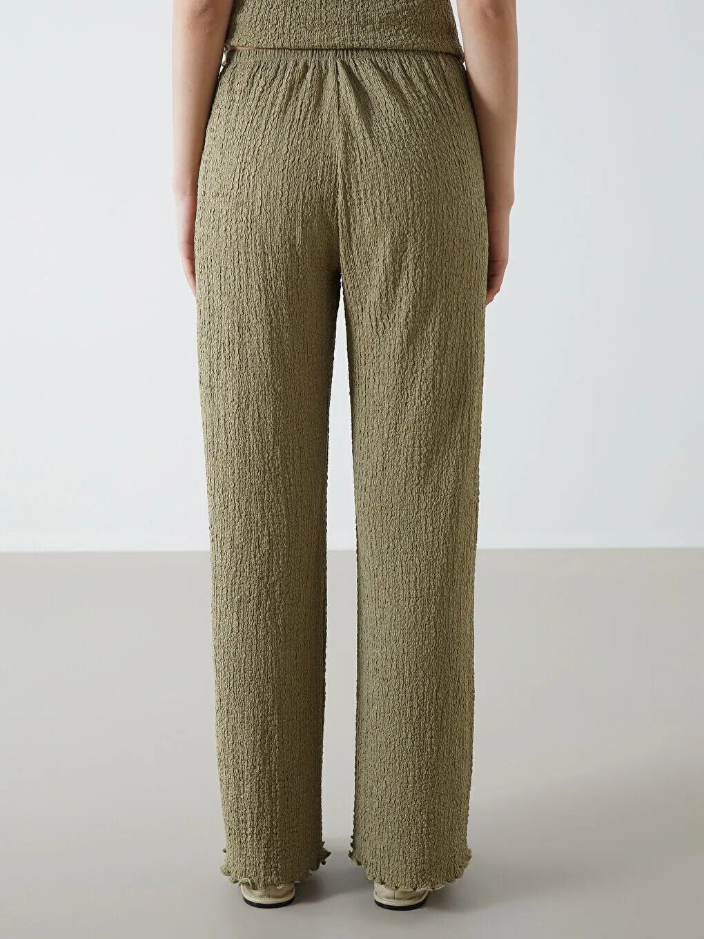 LCW Vision Elasticated Waist Textured Women's Trousers -S5EG18Z8-GVK
