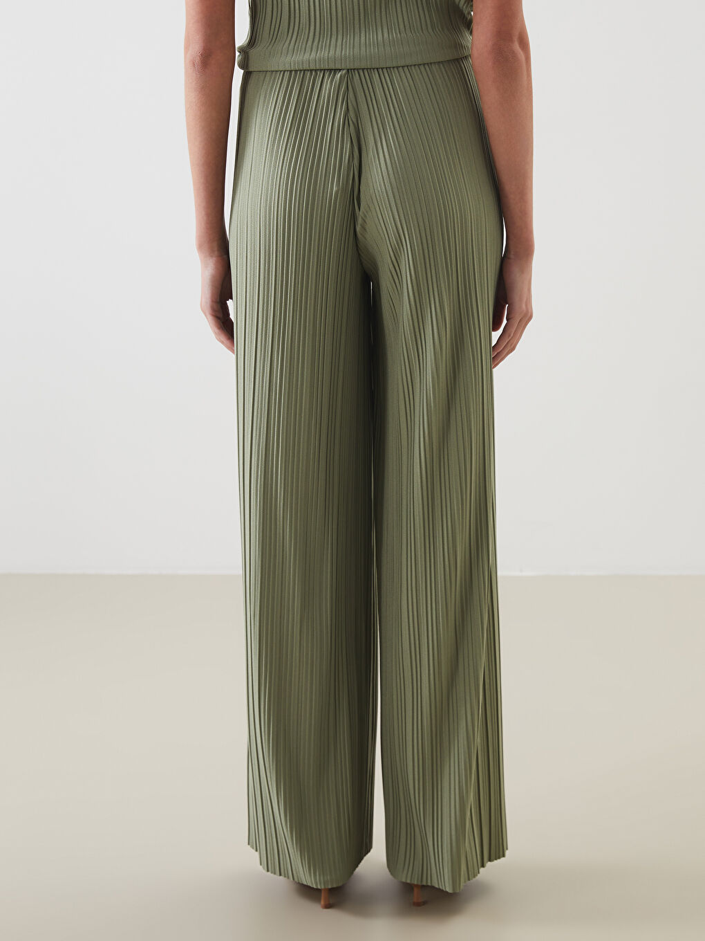 Elasticated Waist Textured Women's Trousers -S5EG22Z8-GUY