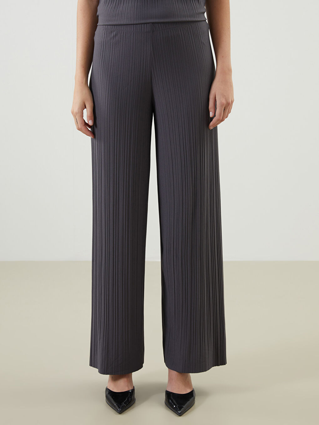 Teksturisane pantalone za žene sa elastičnim strukom -S5EG22Z8-JNL