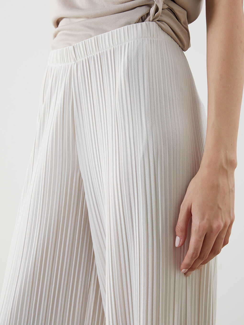 Elasticated Waist Textured Women's Trousers -S5EG22Z8-VF5