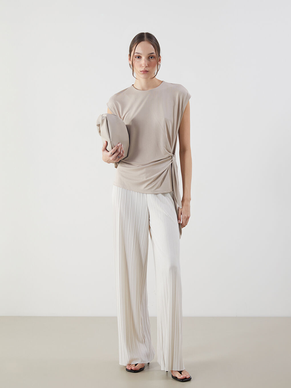 Elasticated Waist Textured Women's Trousers -S5EG22Z8-VF5
