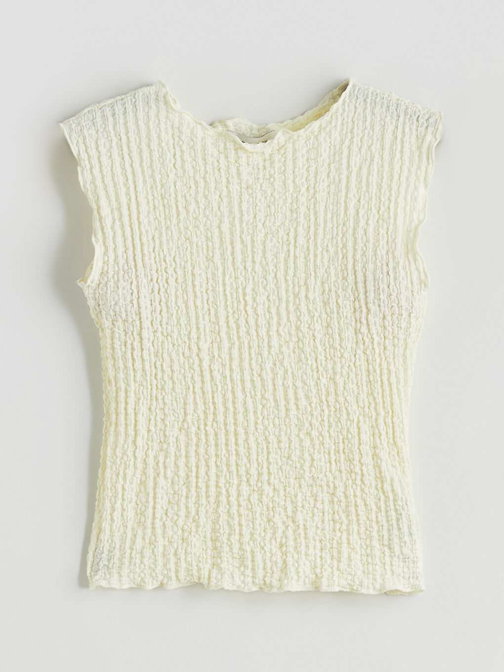 Sarı Bisiklet Yaka Dokulu Bluz-12