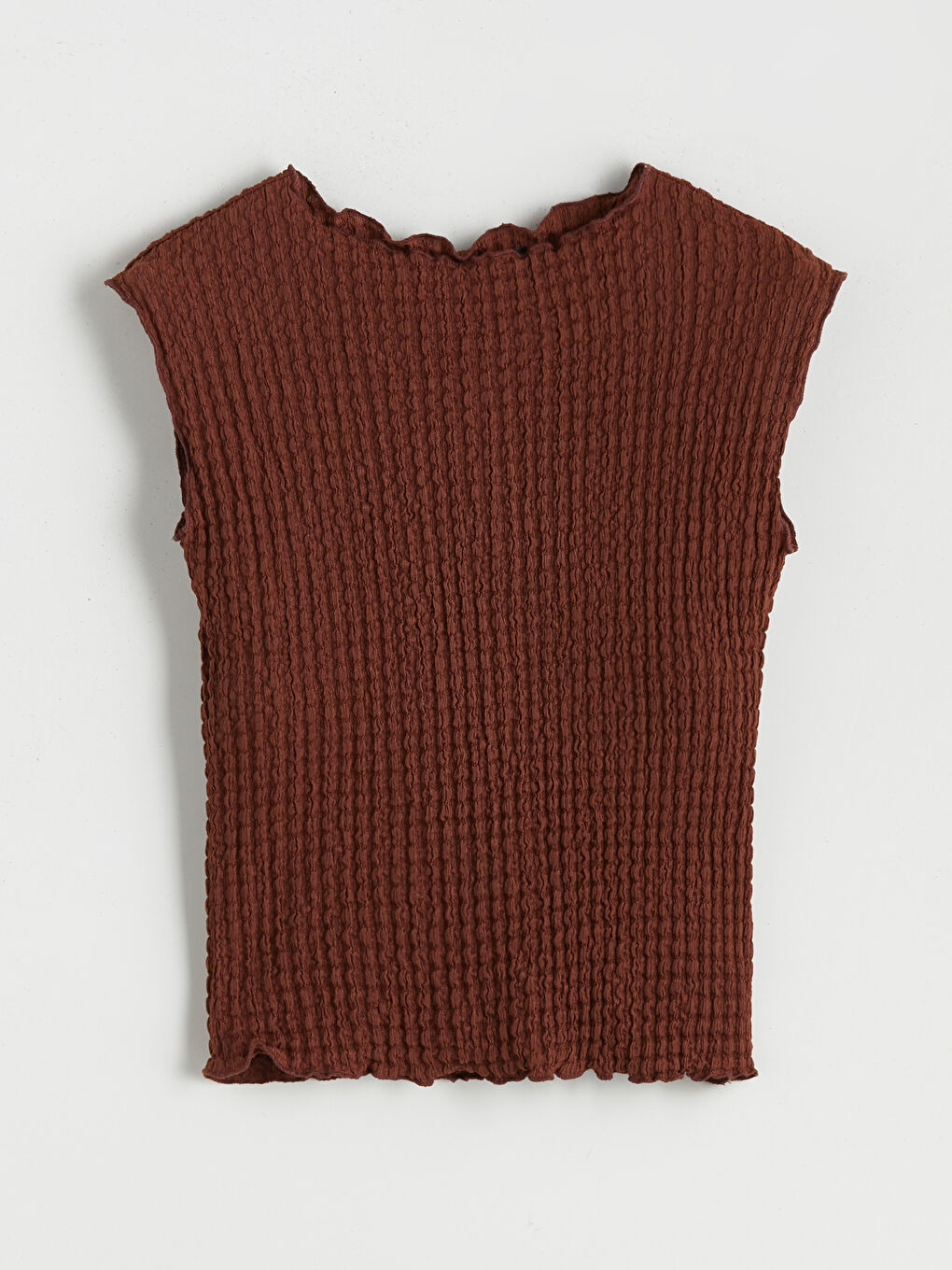 Kahverengi Bisiklet Yaka Dokulu Bluz-12