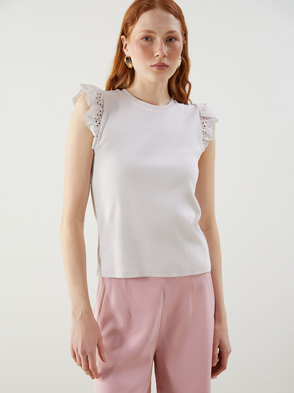 Crew Neck Embroidered Women's Tank Top -S5EG30Z8-FZQ