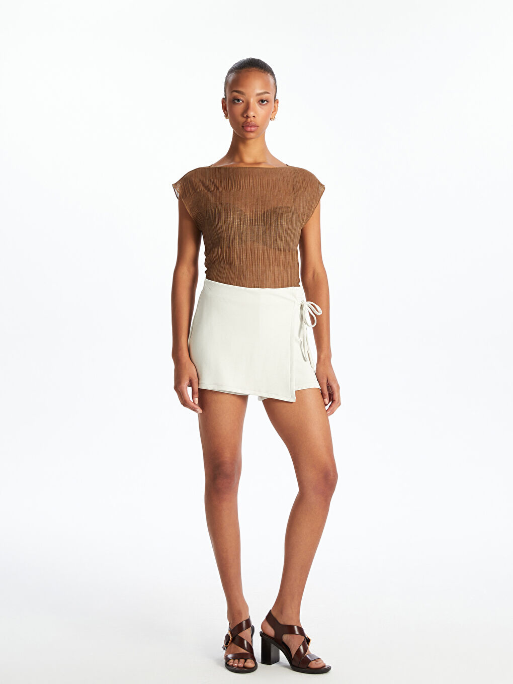 Haki Kayık Yaka Dokulu Bluz-1