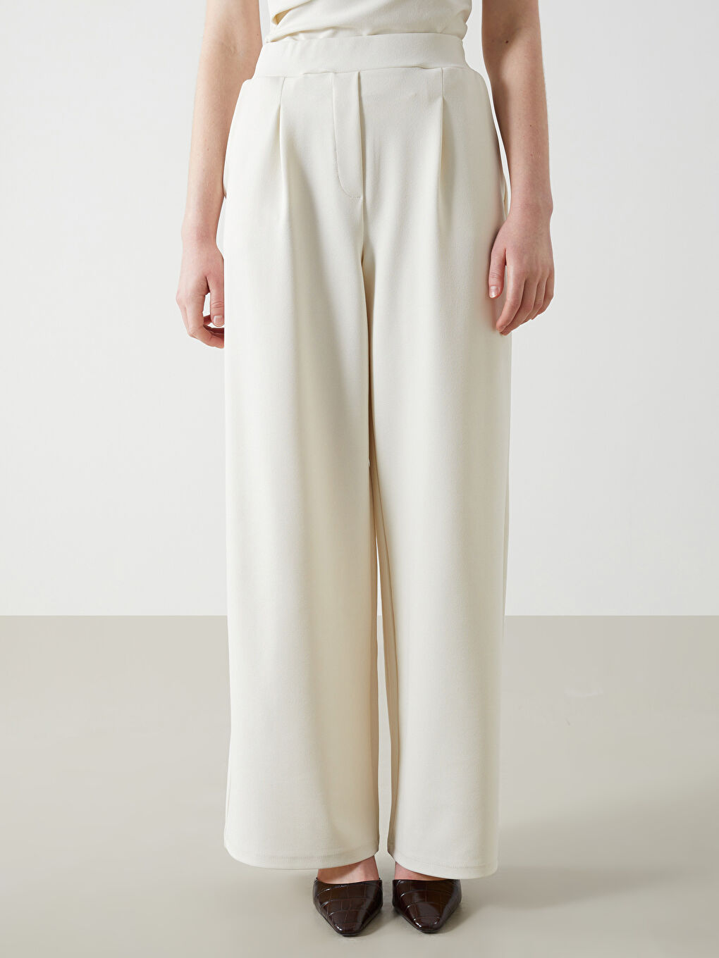Wide Leg Women Trousers With Elastic Waist -S5EG39Z8-FWM