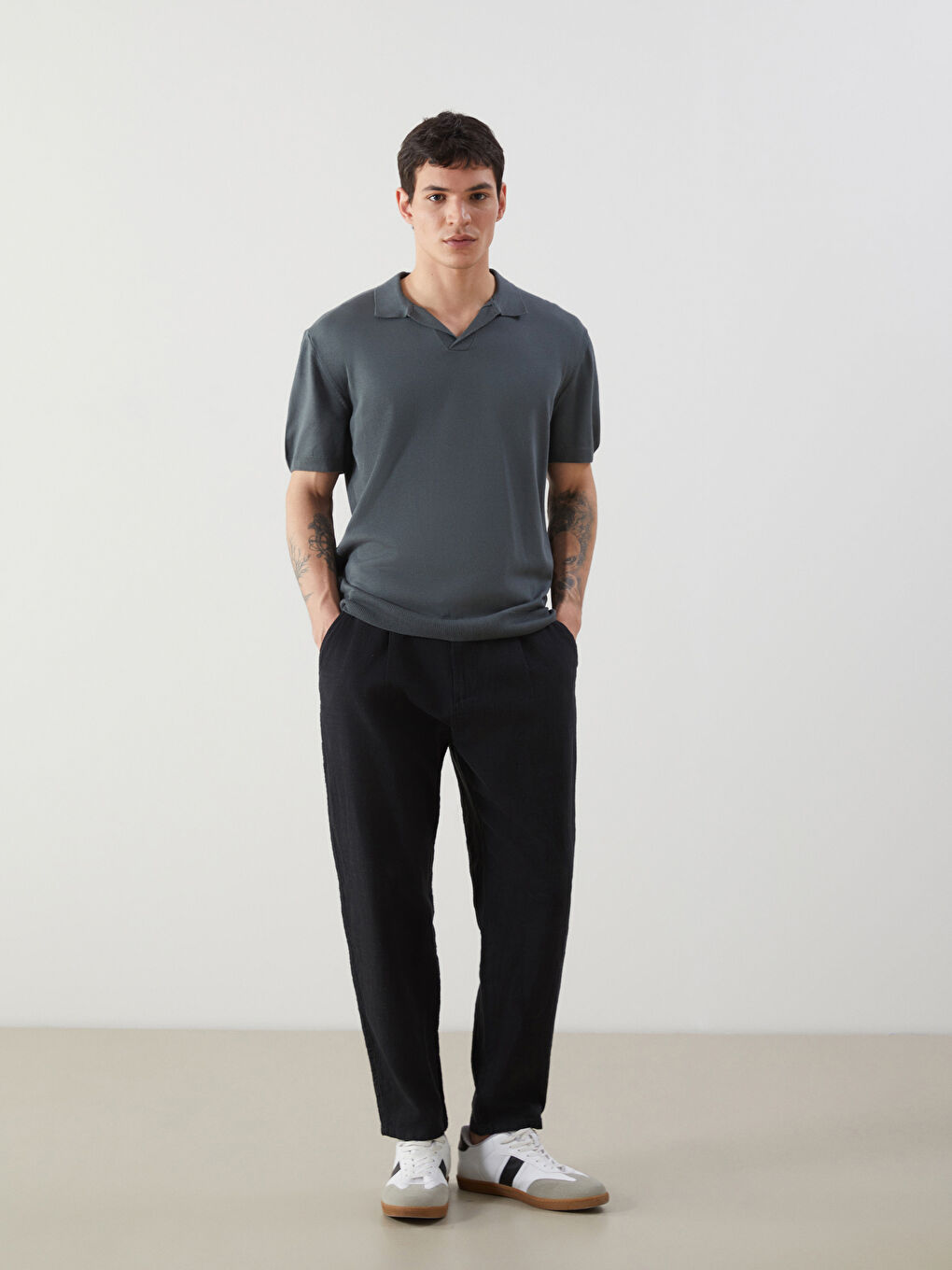 Ерлерге арналған еркін пішім саржа шалбар