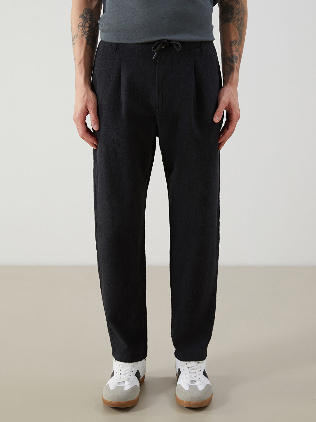 Ерлерге арналған еркін пішім саржа шалбар-1