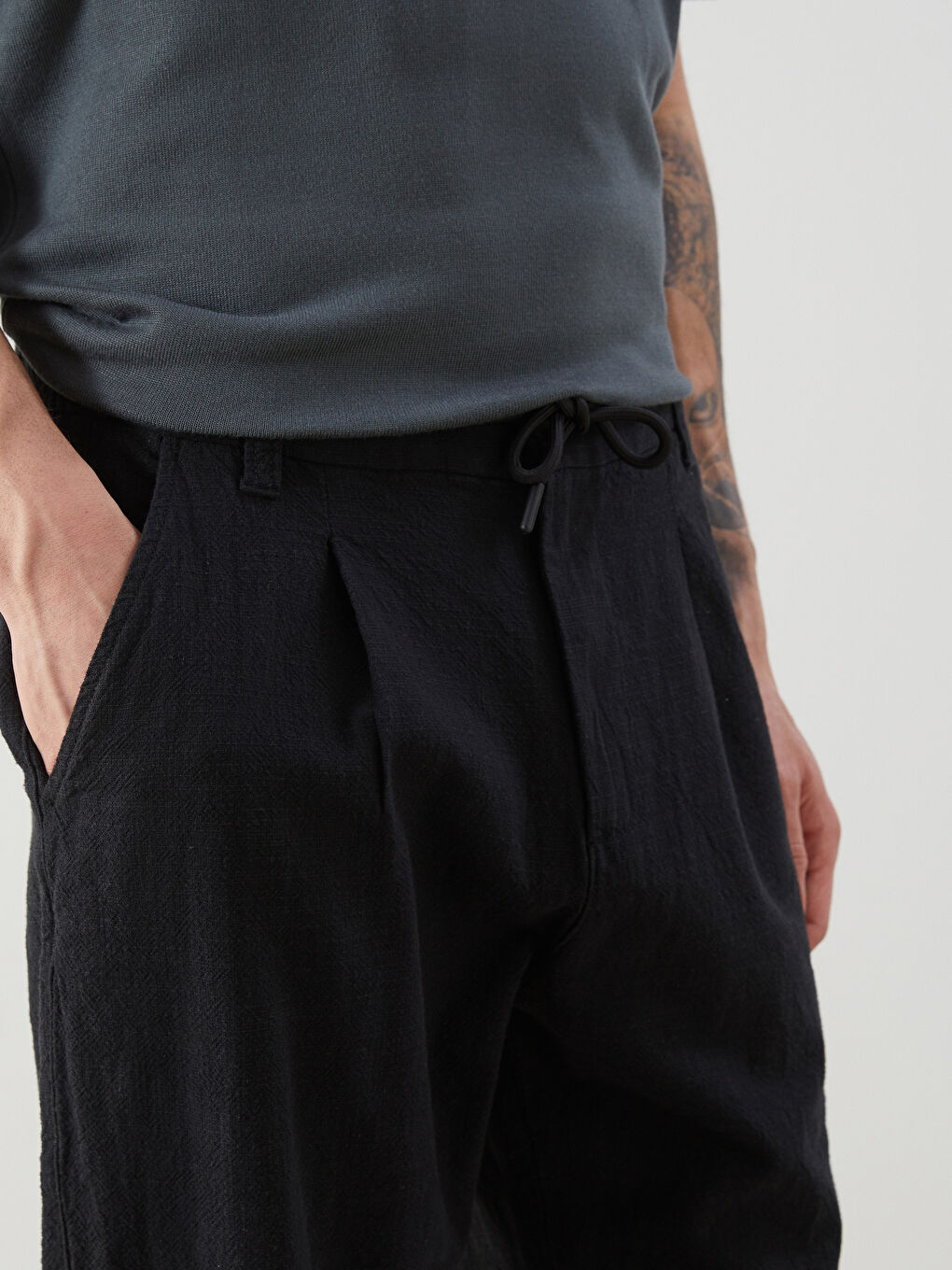 Ерлерге арналған еркін пішім саржа шалбар-2