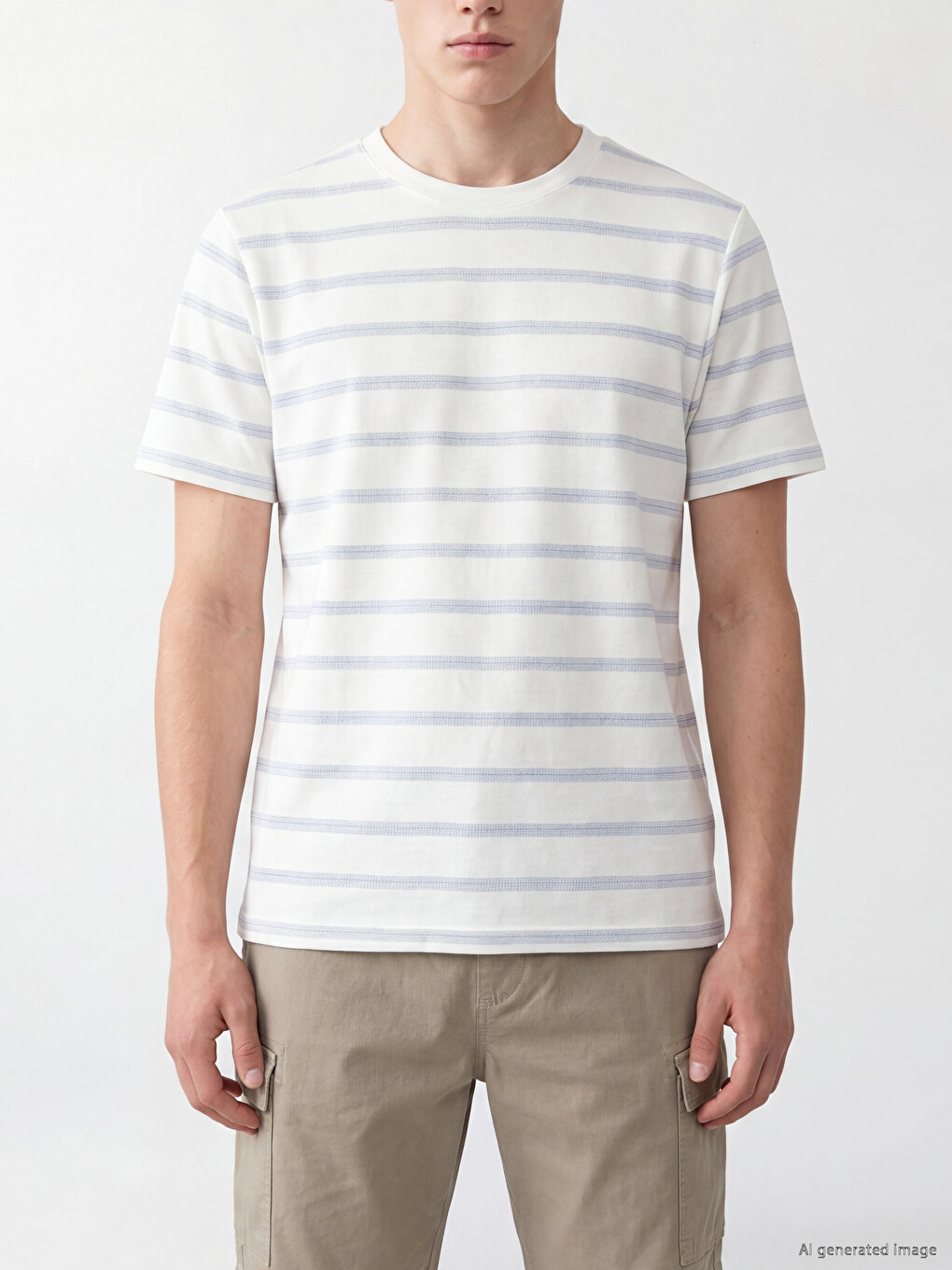 T-shirt i stampuar me jakë të rrumbullakët për burra-2