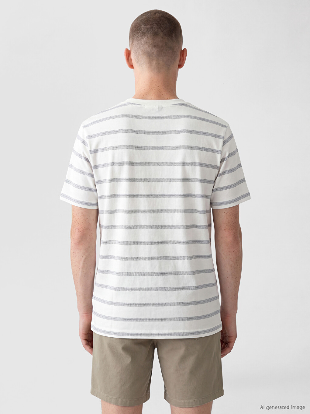 T-shirt i stampuar me jakë të rrumbullakët për burra-3