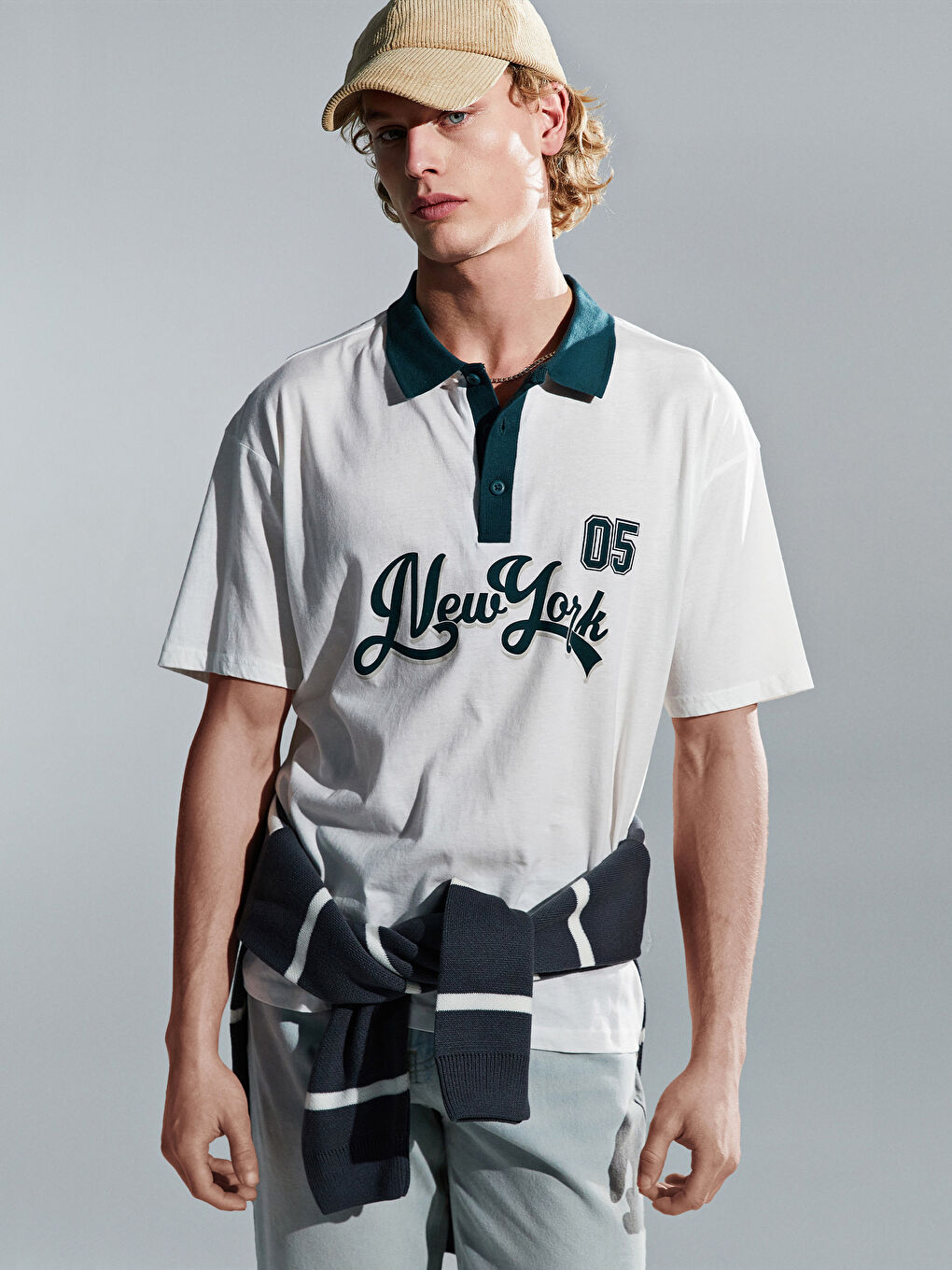 Polo Neck New York Printed Men's T-Shirt -S5EG72Z8-EEW