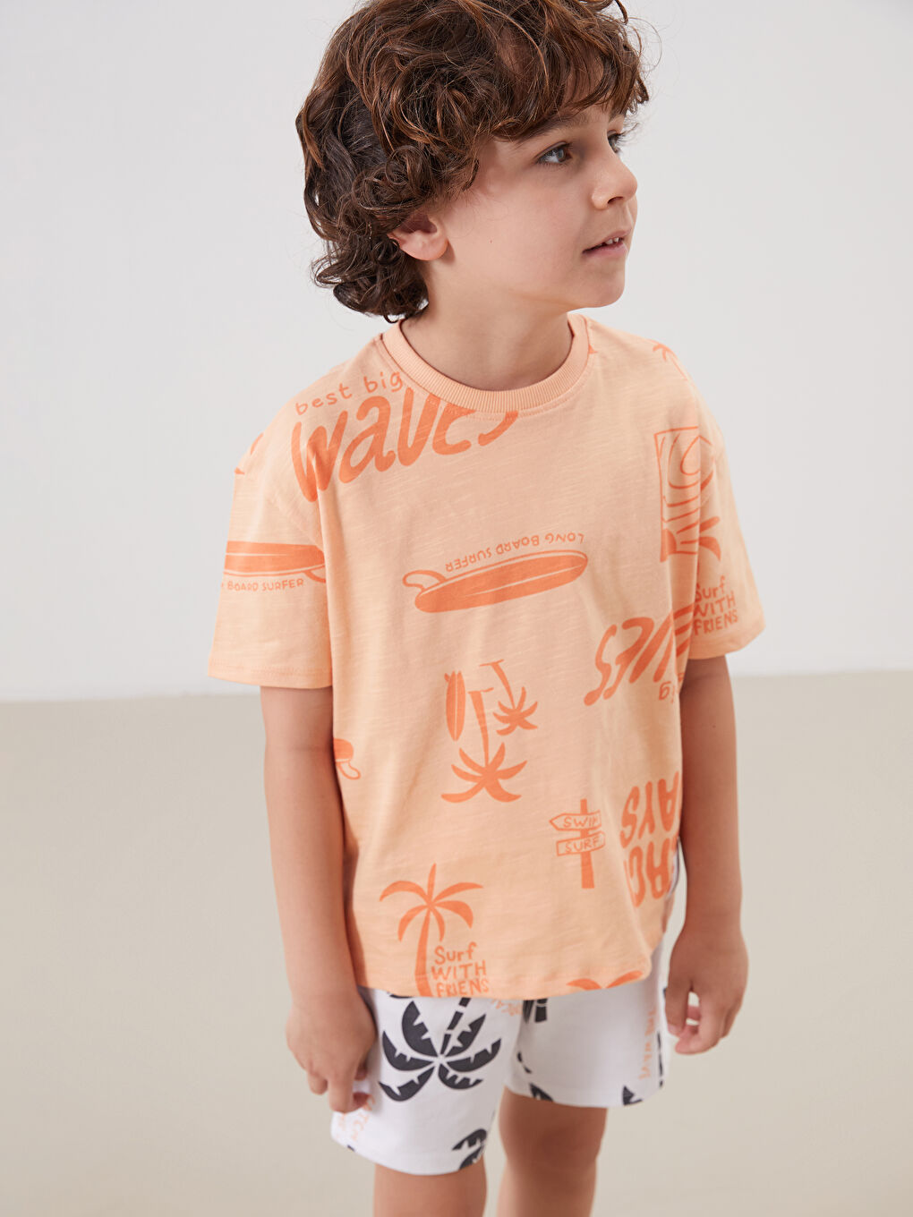 Crew Neck Printed Boys' T-Shirt -S5EG89Z1-LSL