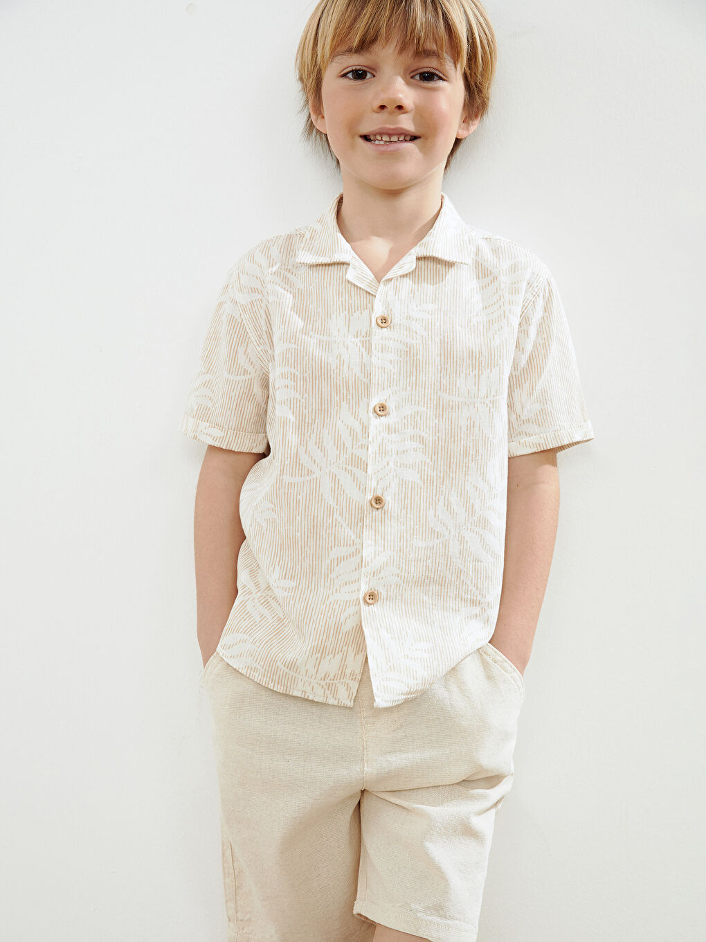 Resort Collar Printed Boys' Shirt -S5EG98Z1-LQA