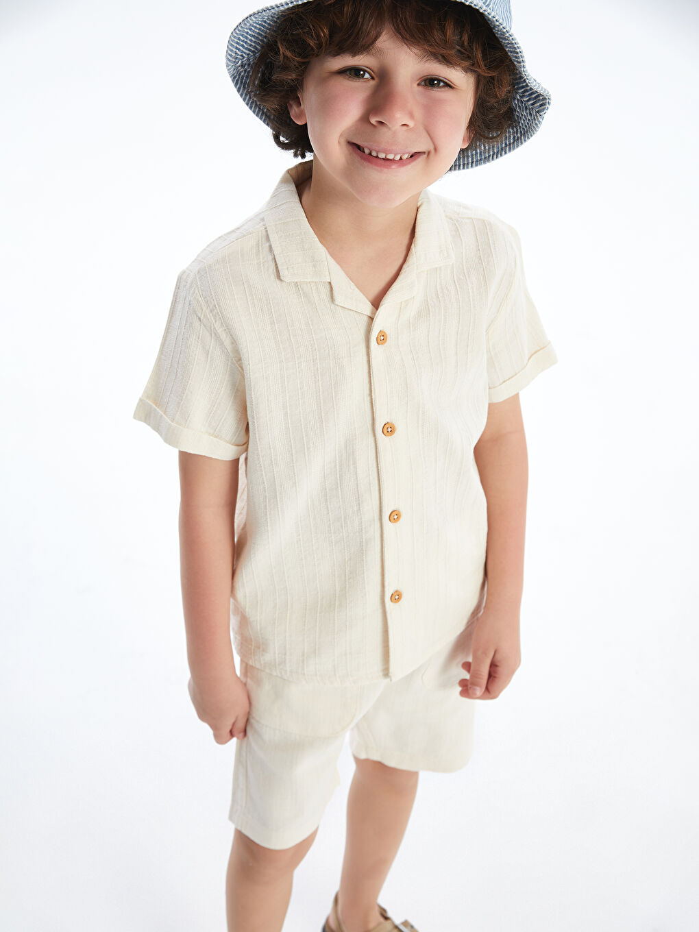 Linen Blend Boys' Shirt and Shorts -S5EH01Z1-YY5