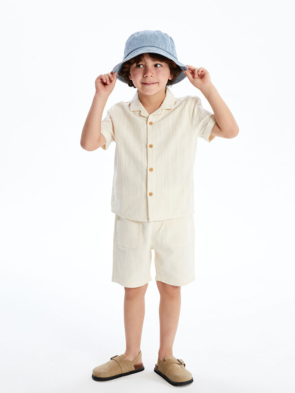 Linen Blend Boys' Shirt and Shorts -S5EH01Z1-YY5