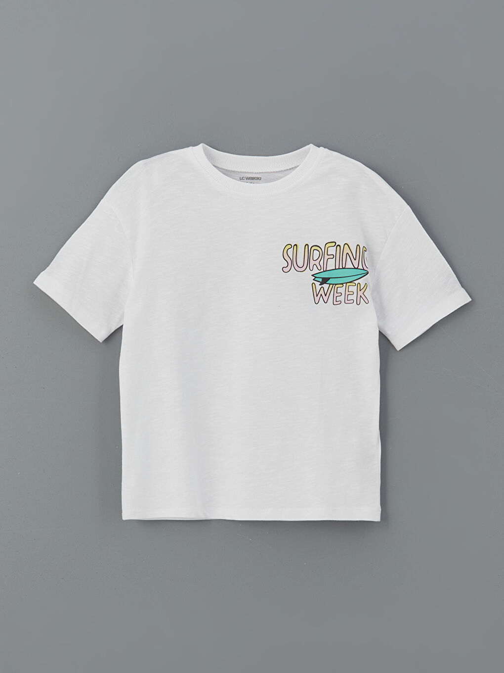 LCW Kids Beyaz Bisiklet Yaka Baskılı Erkek Çocuk Tişört - 3