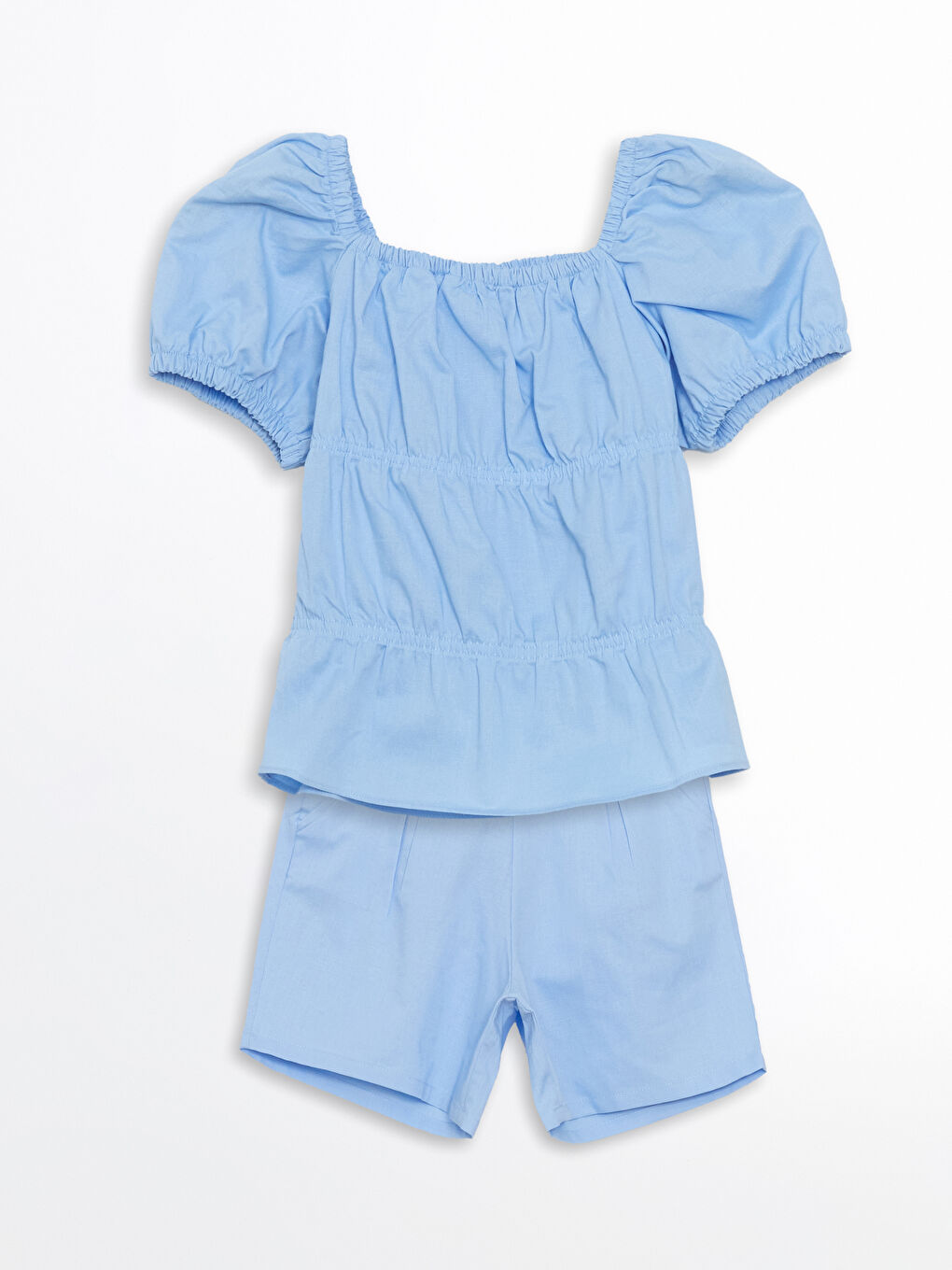 Cotton-Blend Girl'S Blouse And Shorts Set -S5EH73Z4-YTE