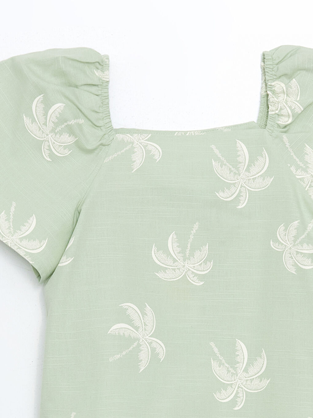 Yeşil Kare Yaka Kız Çocuk Bluz-1