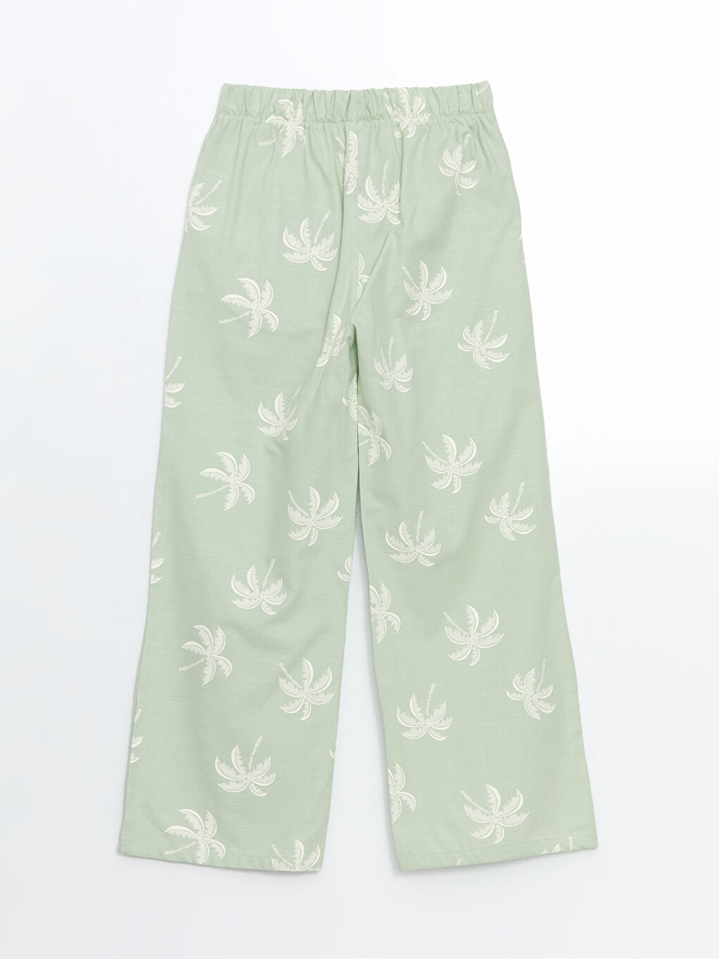 Yeşil Beli Lastikli Loose Fit Desenli Kız Çocuk Pantolon-1