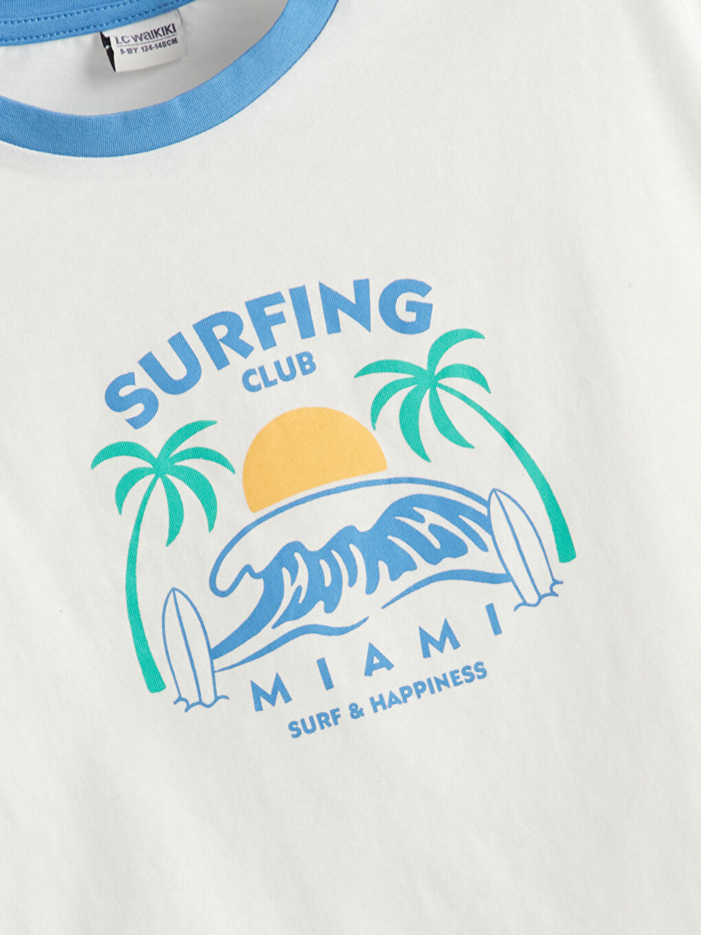 Ekru Bisiklet Yaka Kız Çocuk Tişört-1