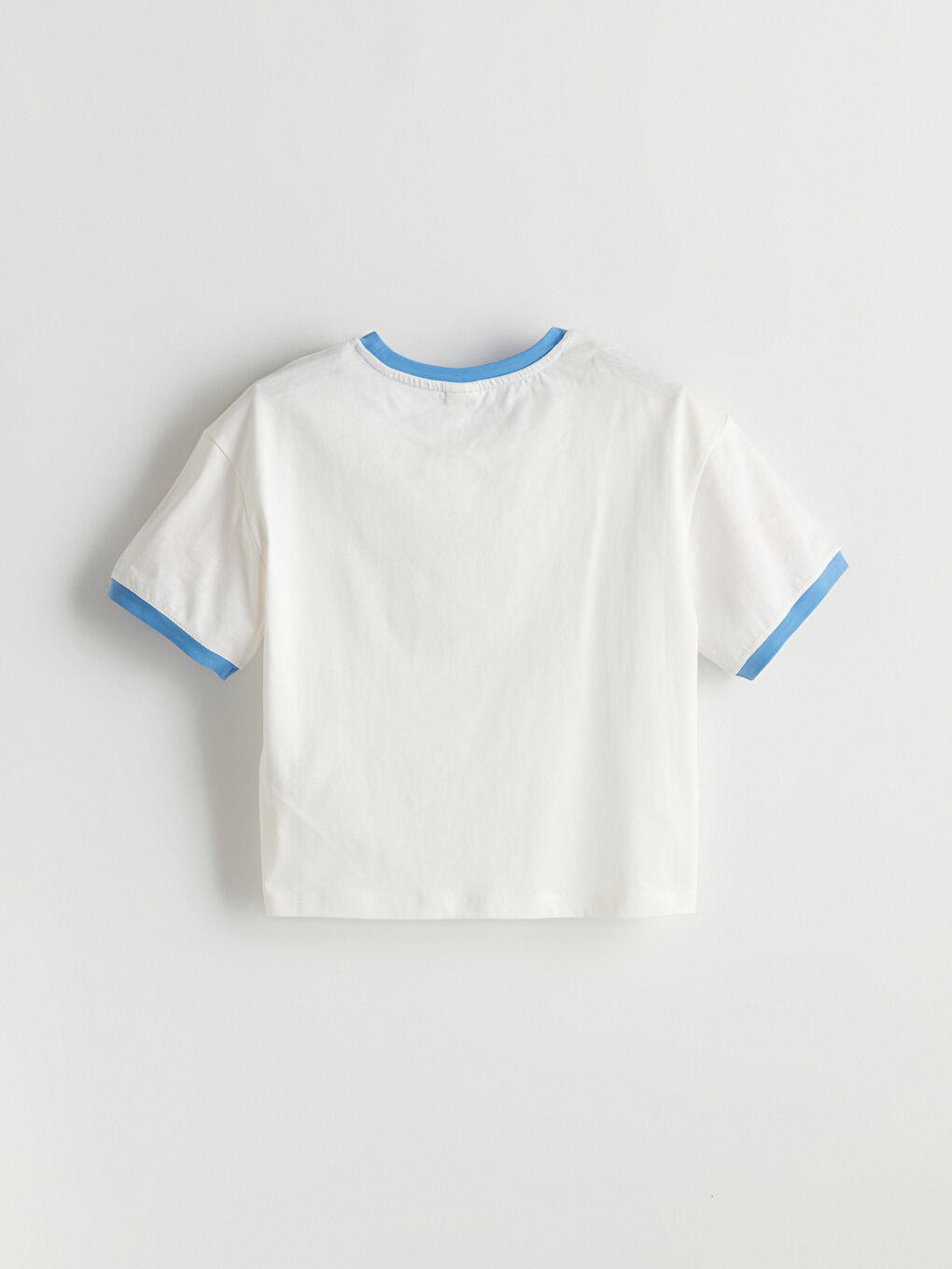 Ekru Bisiklet Yaka Kız Çocuk Tişört-2