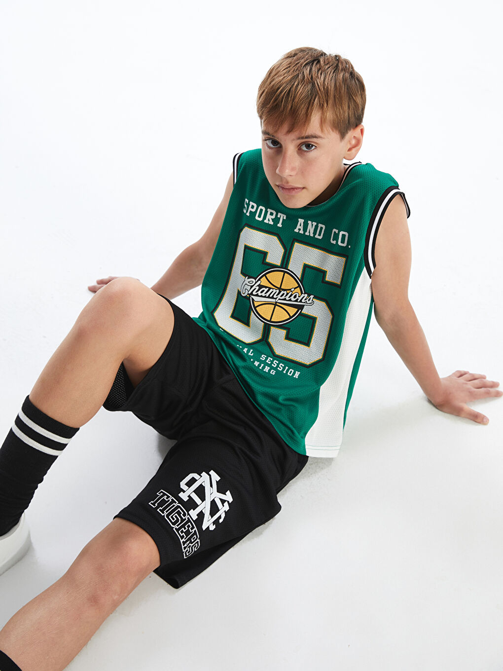 Crew Neck Printed Boys' Vest -S5EH97Z4-HQH