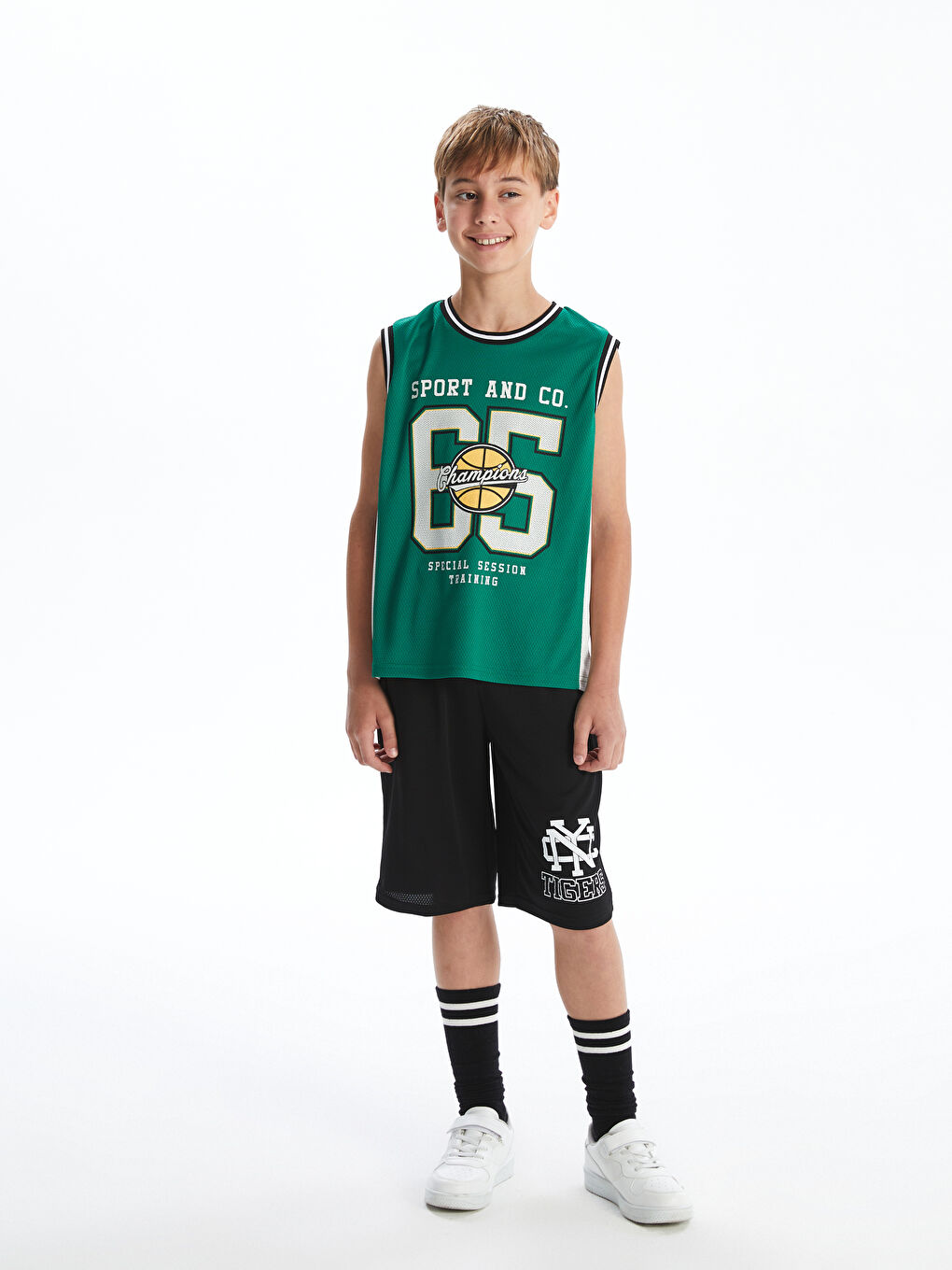 Crew Neck Printed Boys' Vest -S5EH97Z4-HQH