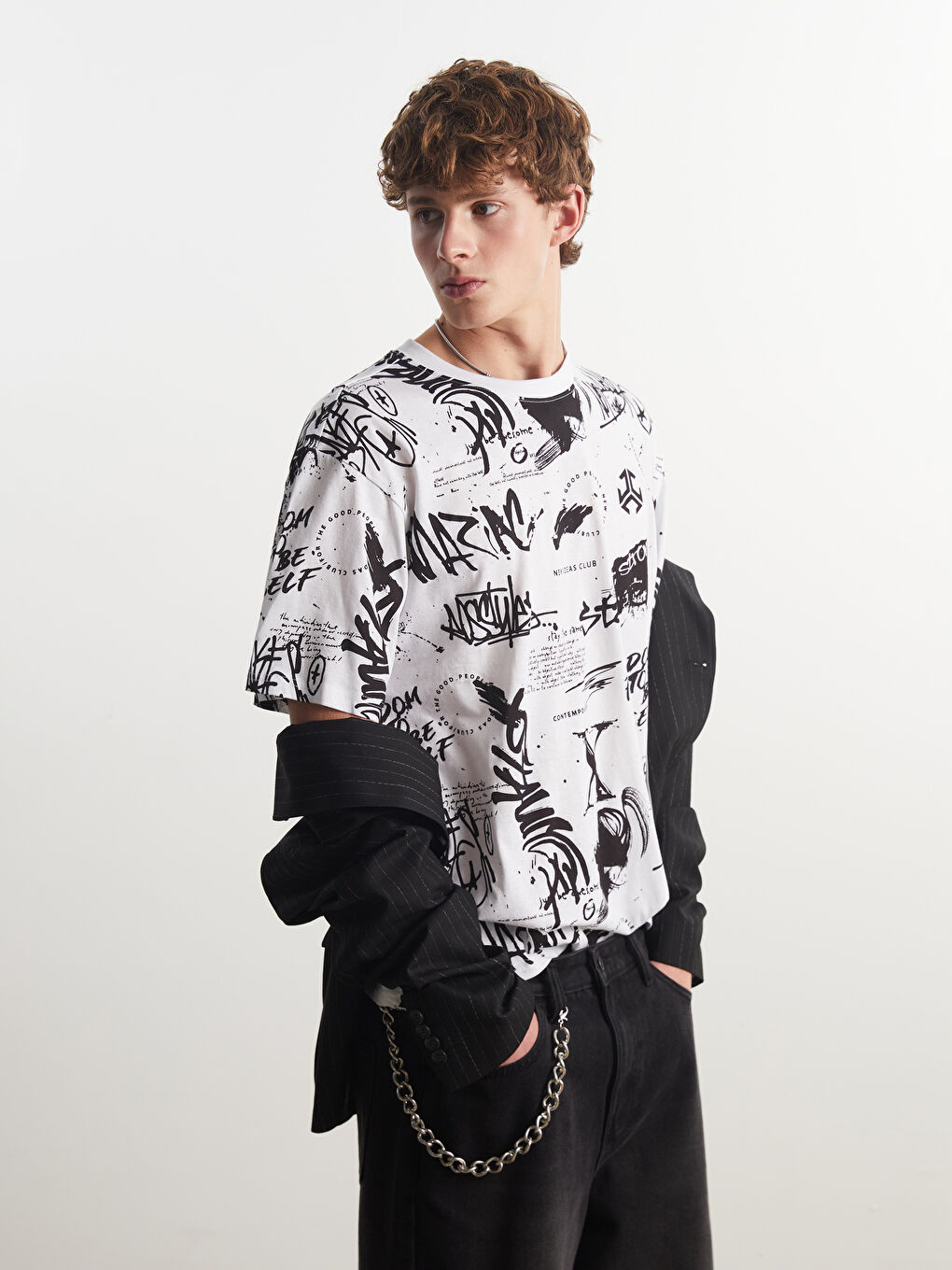 Crew Neck Printed Jersey Men's T-Shirt -S5EI43Z8-Q6K