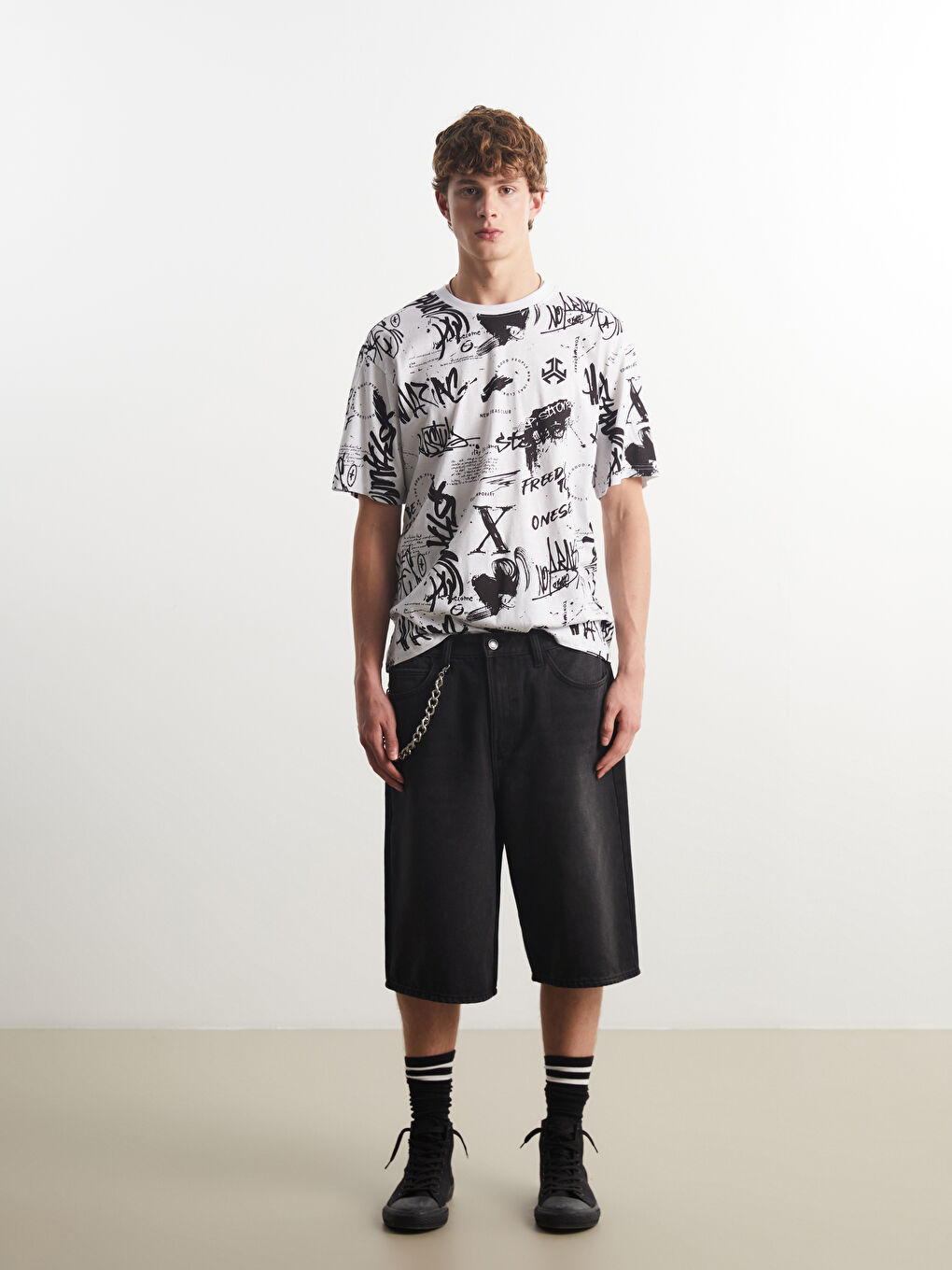 Crew Neck Printed Jersey Men's T-Shirt -S5EI43Z8-Q6K