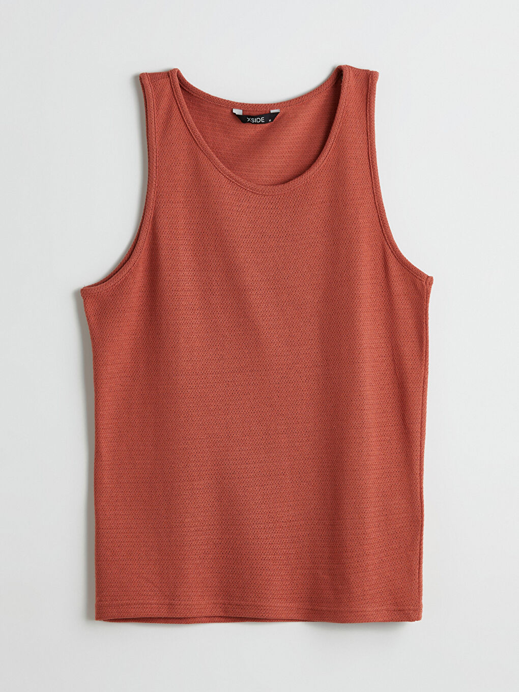 Kahverengi Bisiklet Yaka Erkek Kolsuz Tişört-4