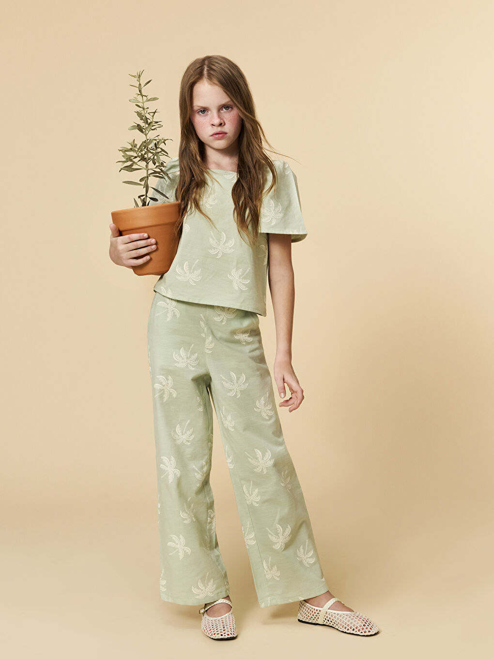 Square Collar Girls' Blouse and Trousers -S5EI99Z4-LRK