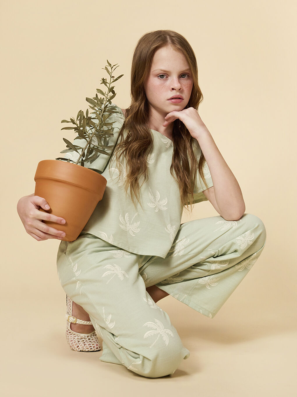 Square Collar Girls' Blouse and Trousers -S5EI99Z4-LRK
