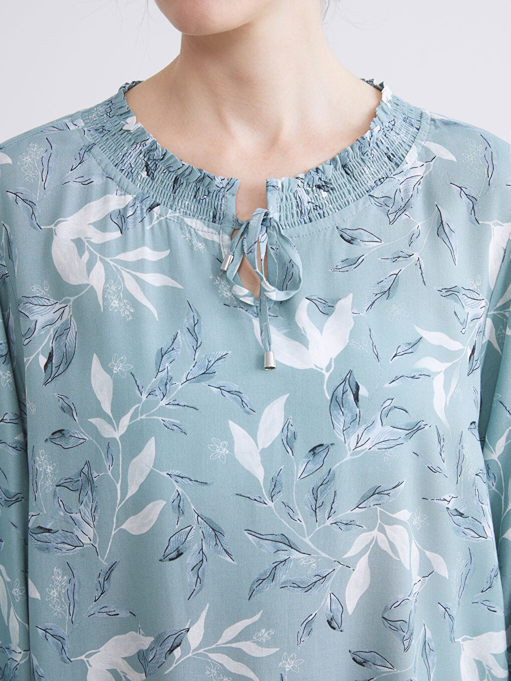 Blouse à Motifs avec Col Lavallière pour Femmes-4