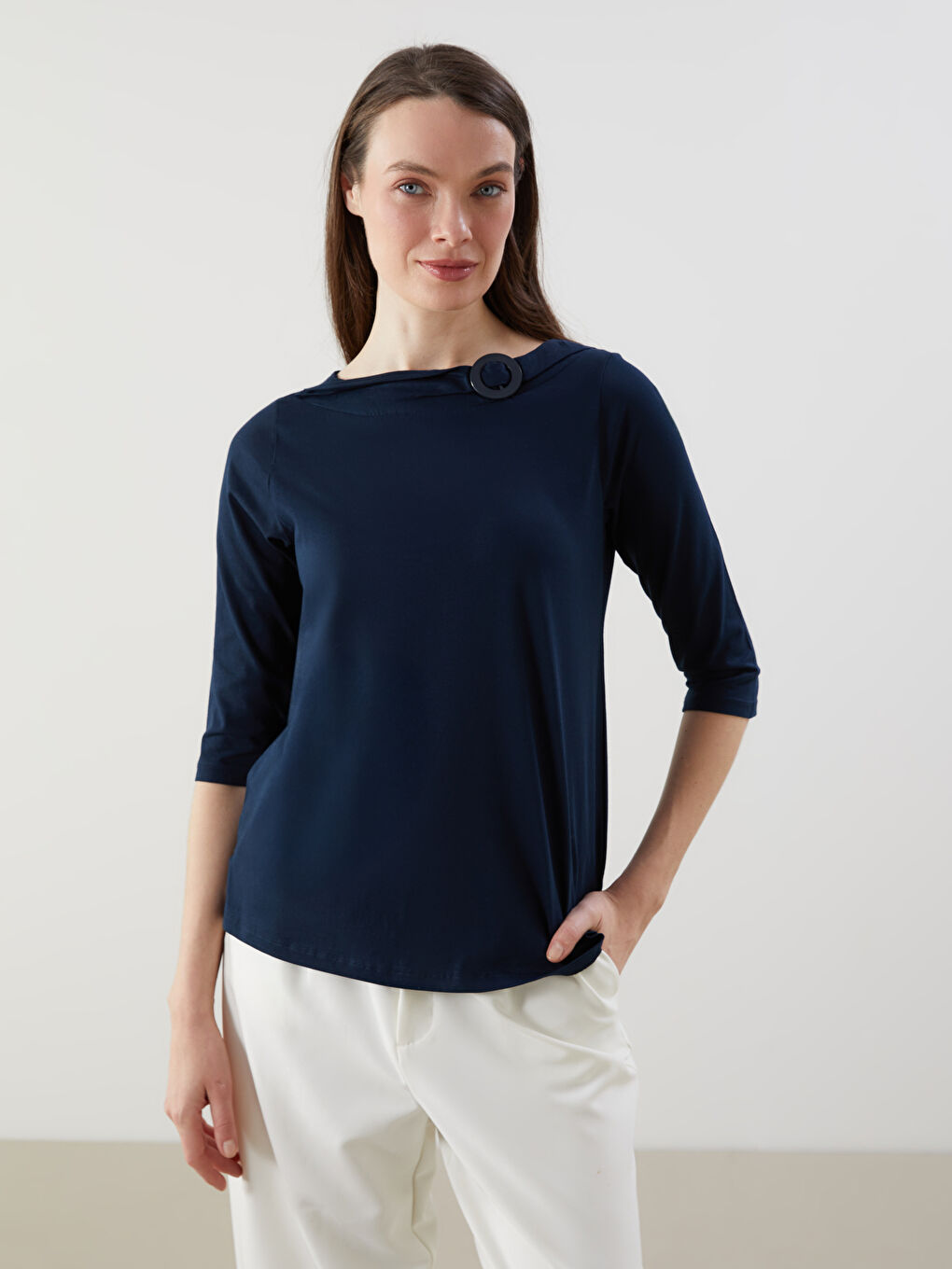 Funnel Neck Women's Blouse -S5EJ05Z8-E1J