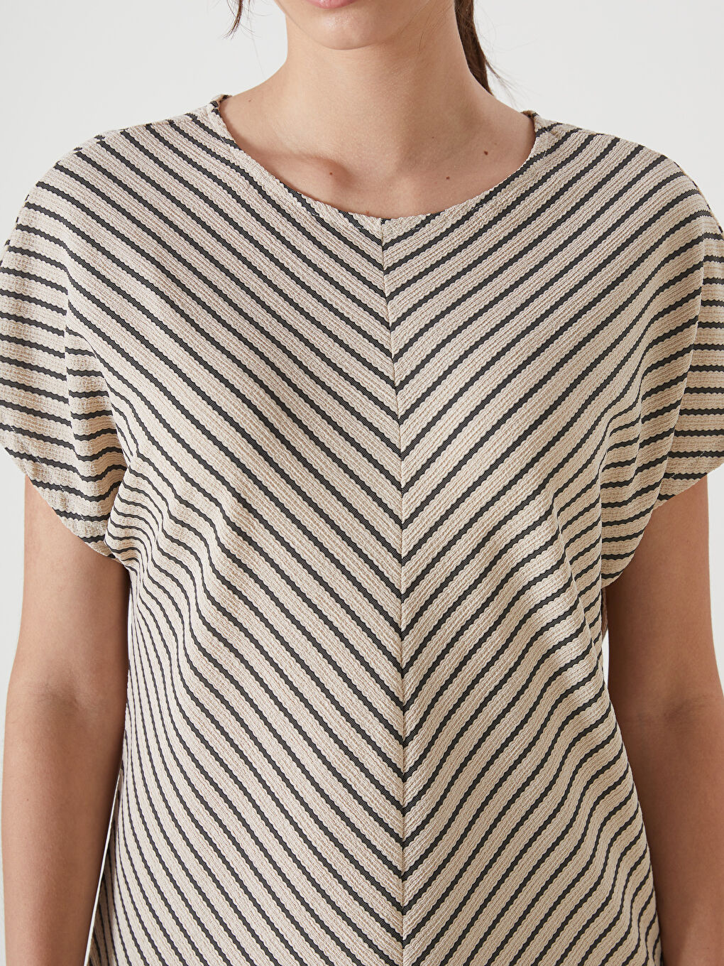 Crew Neck Striped Women T-Shirt -S5EJ44Z8-ELZ