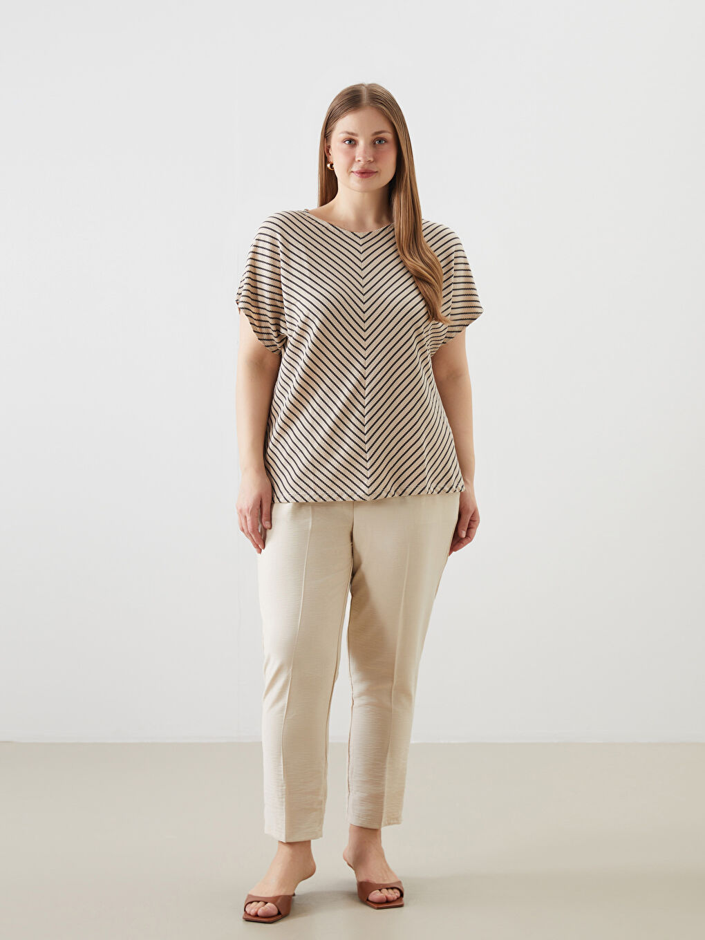 Crew Neck Striped Women T-Shirt -S5EJ44Z8-ELZ