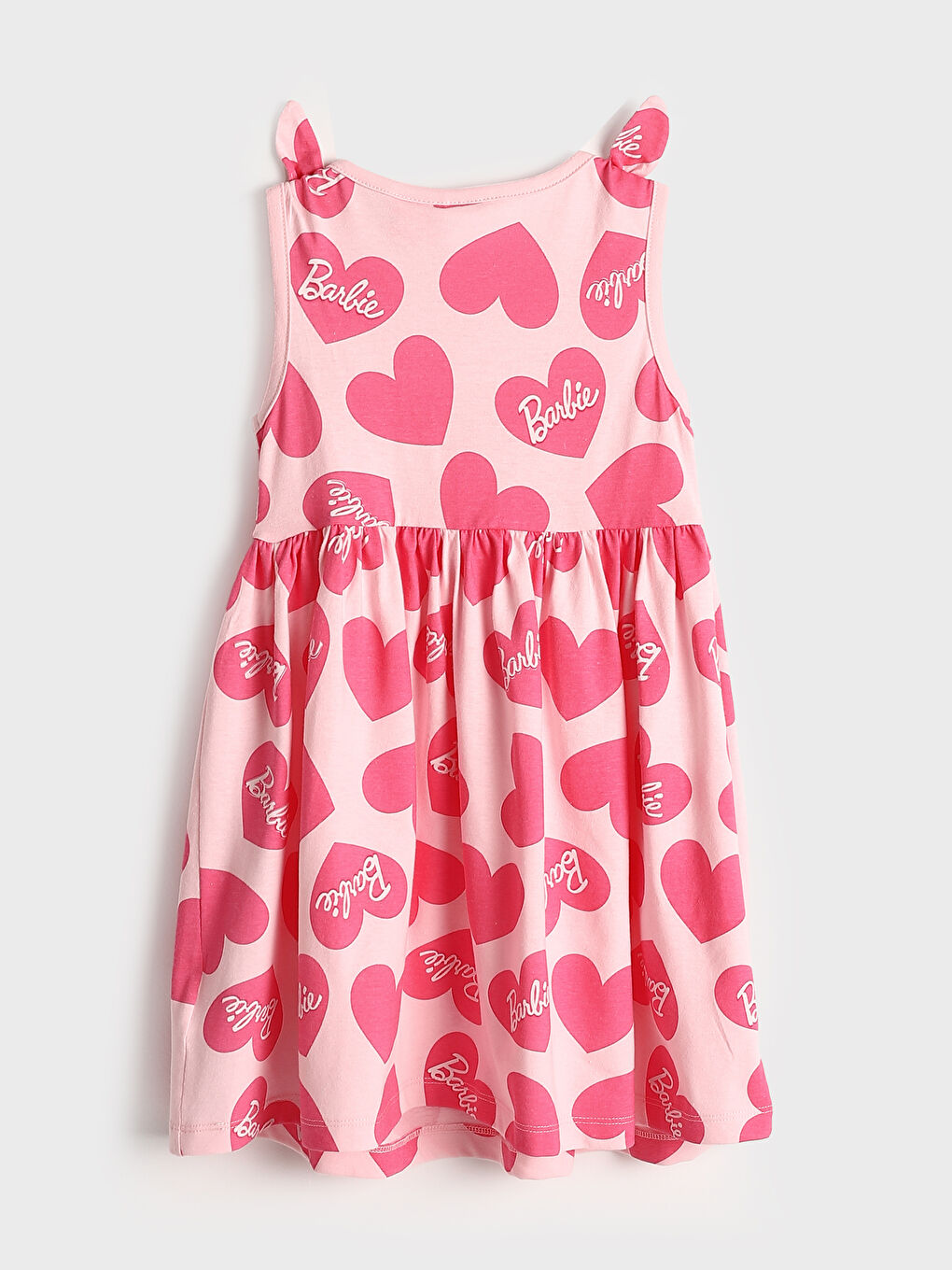 Crew Neck Barbie Printed Girls' Dress-1