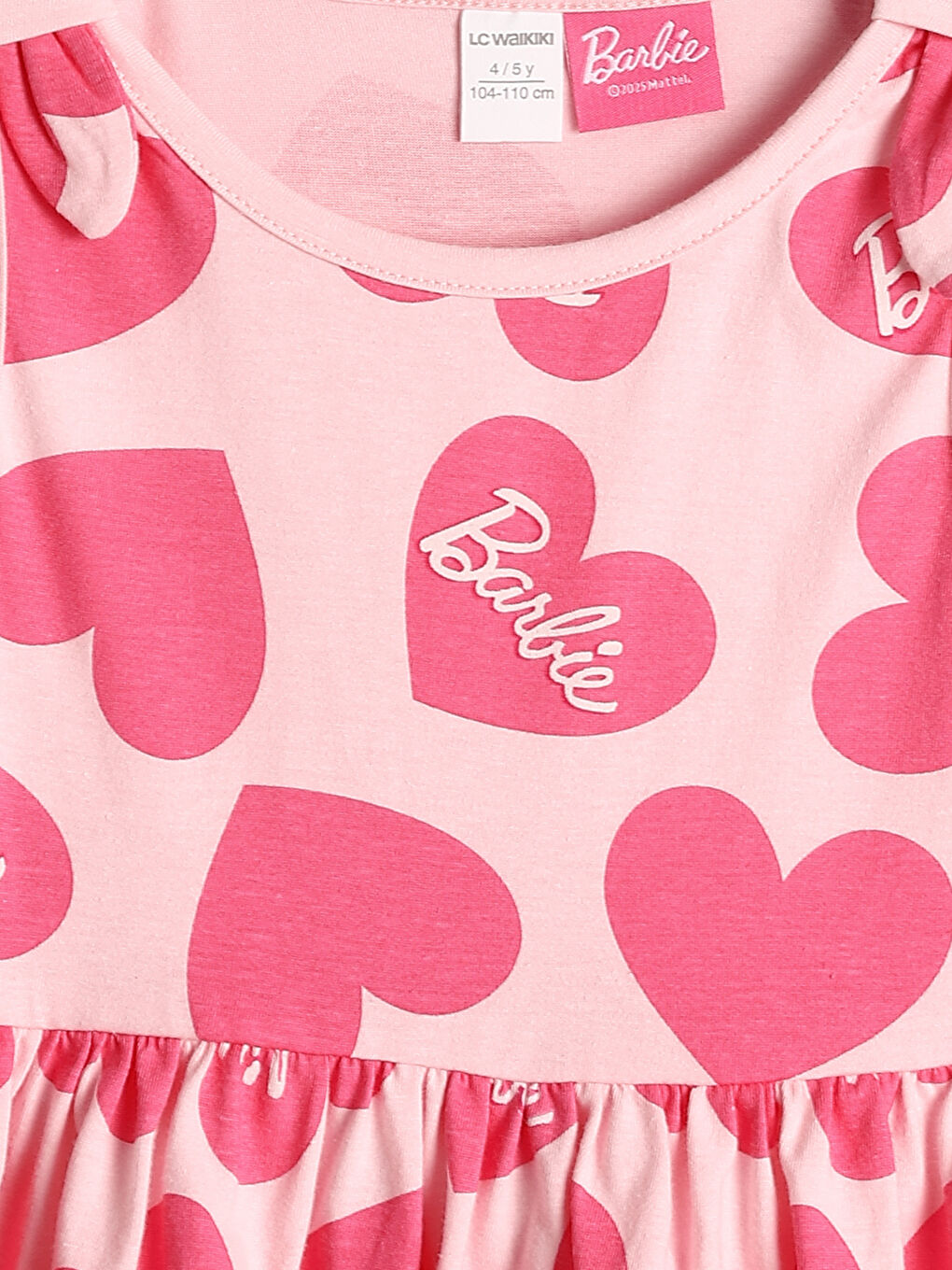 Crew Neck Barbie Printed Girls' Dress-3