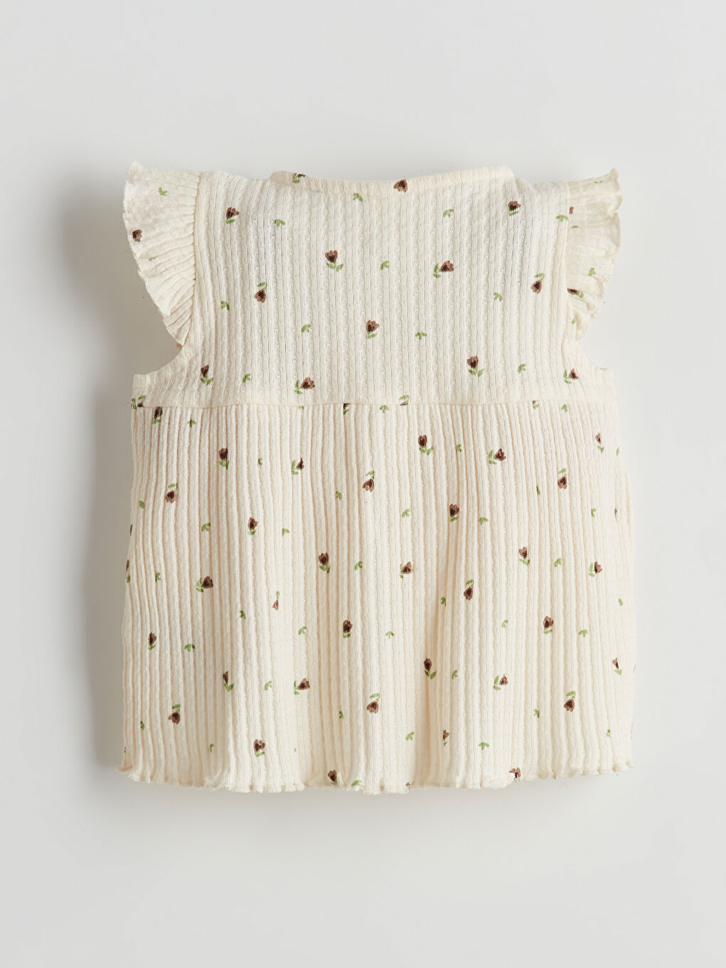 Ekru Bisiklet Yaka Dokulu Kız Bebek Bluz-1