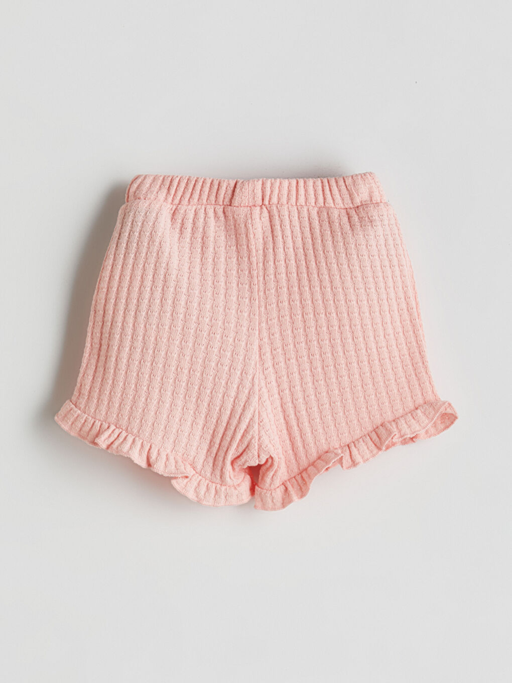 Pembe Beli Lastikli Paçası Fırfırlı Kız Bebek Şort-1
