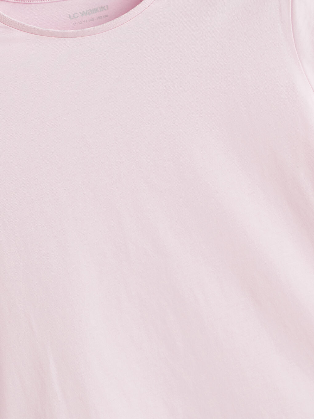 Pembe Bisiklet Yaka Basic Kız Çocuk Tişört-1