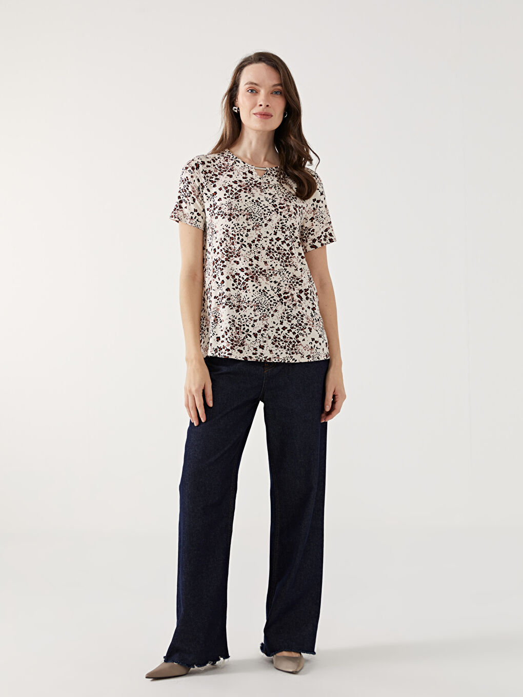 Crew Neck Patterned Women's Blouse -S5EK31Z8-LQB