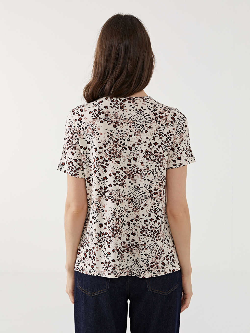 Crew Neck Patterned Women's Blouse -S5EK31Z8-LQB