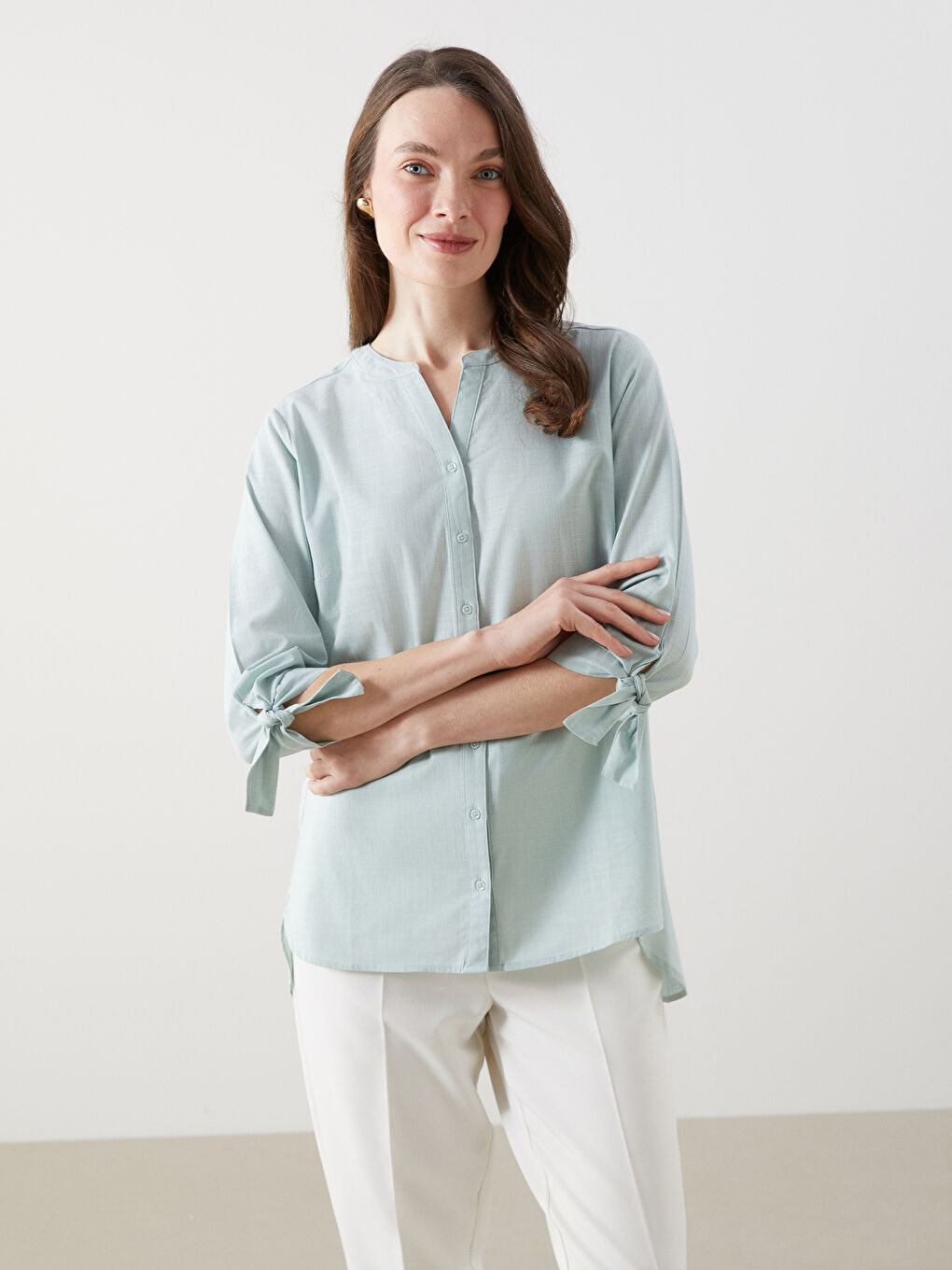 Regular Fit Women's Shirt with Bow -S5EK44Z8-GAQ