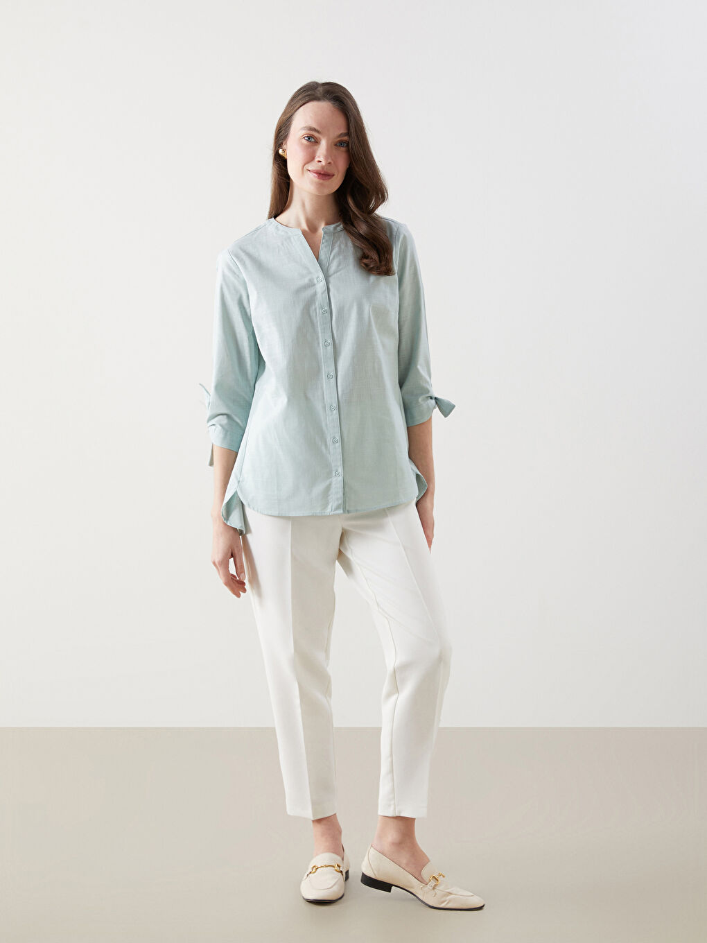 Regular Fit Women's Shirt with Bow -S5EK44Z8-GAQ
