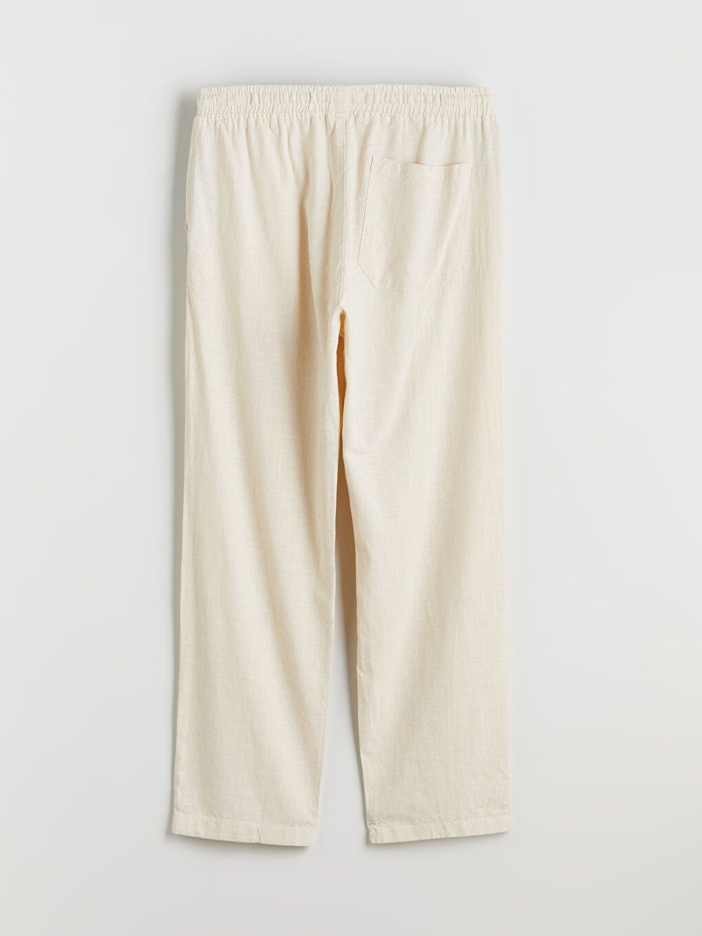 Bej Rahat Kalıp Keten Görünümlü Erkek Pantolon-5