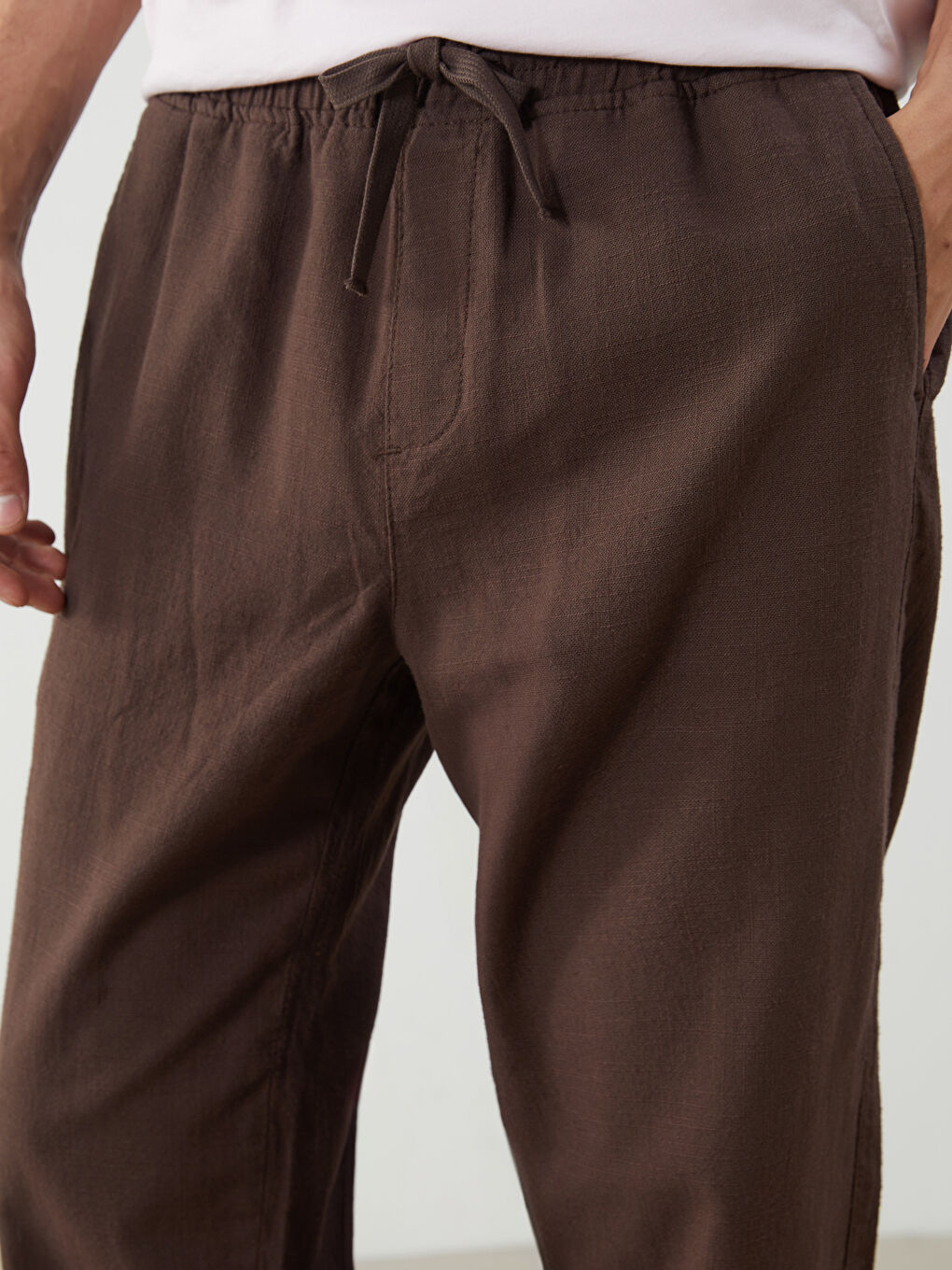 Relaxed Fit Linen Look Men's Trousers -S5EK45Z8-HEH